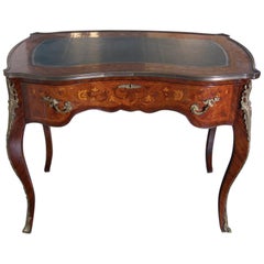 Early 20th Century French Bureau Plat with Leather Top