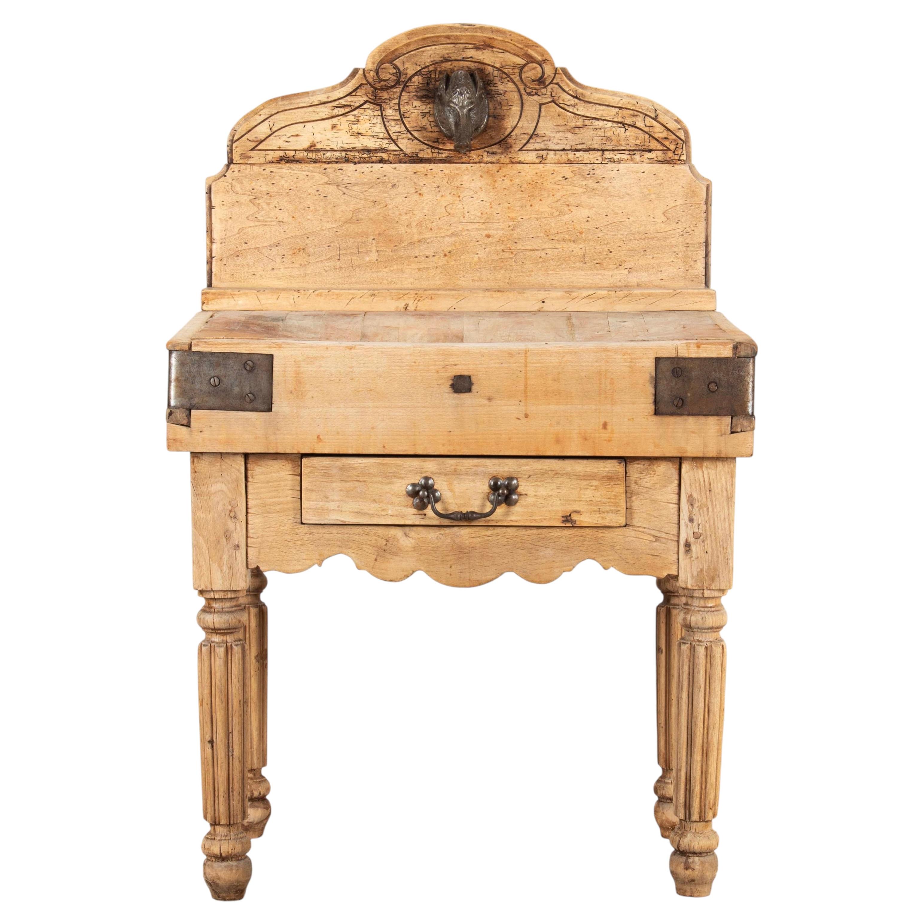 Französischer Butcher-Block des frühen 20. Jahrhunderts