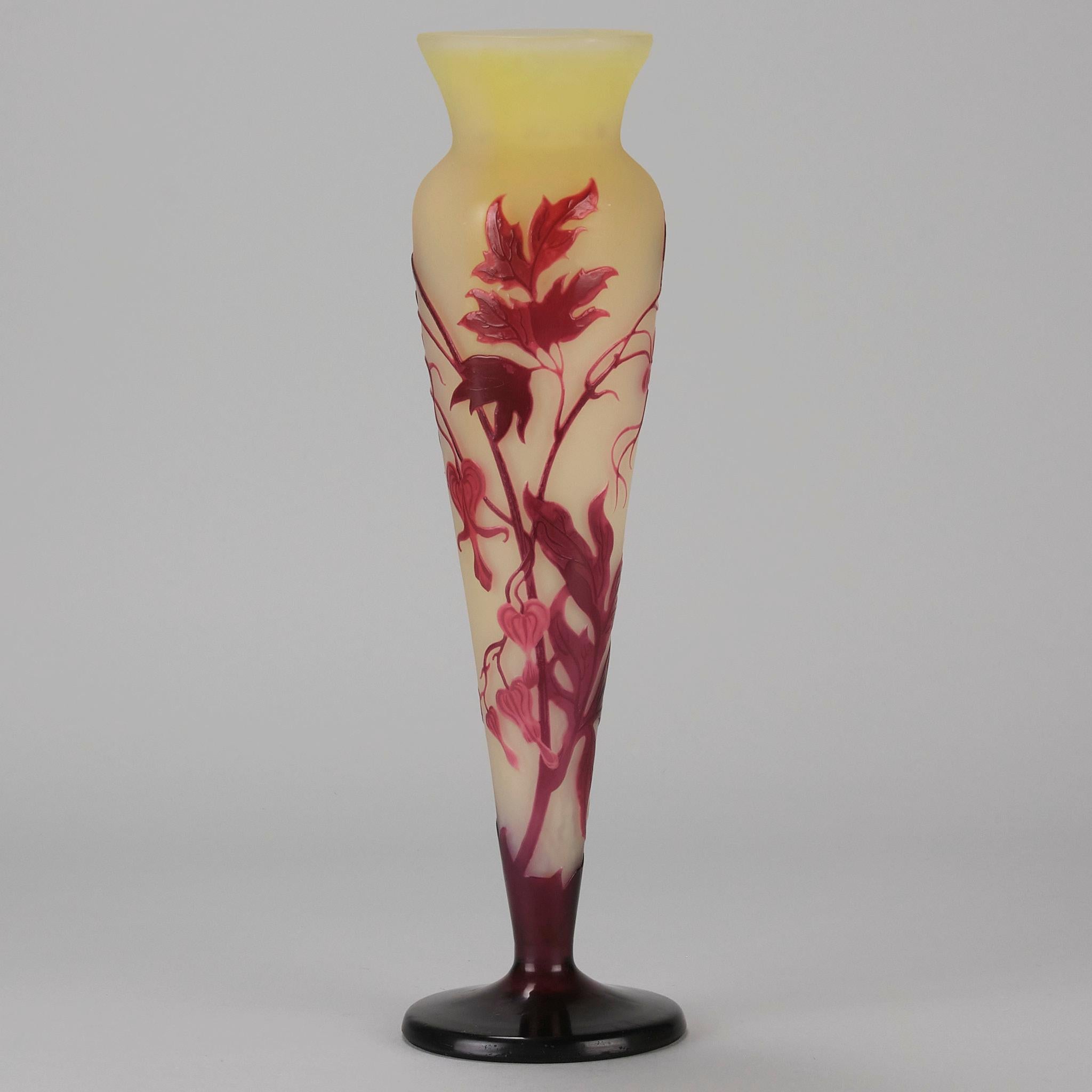 Art Nouveau Early 20th Century French Cameo Glass Vase 