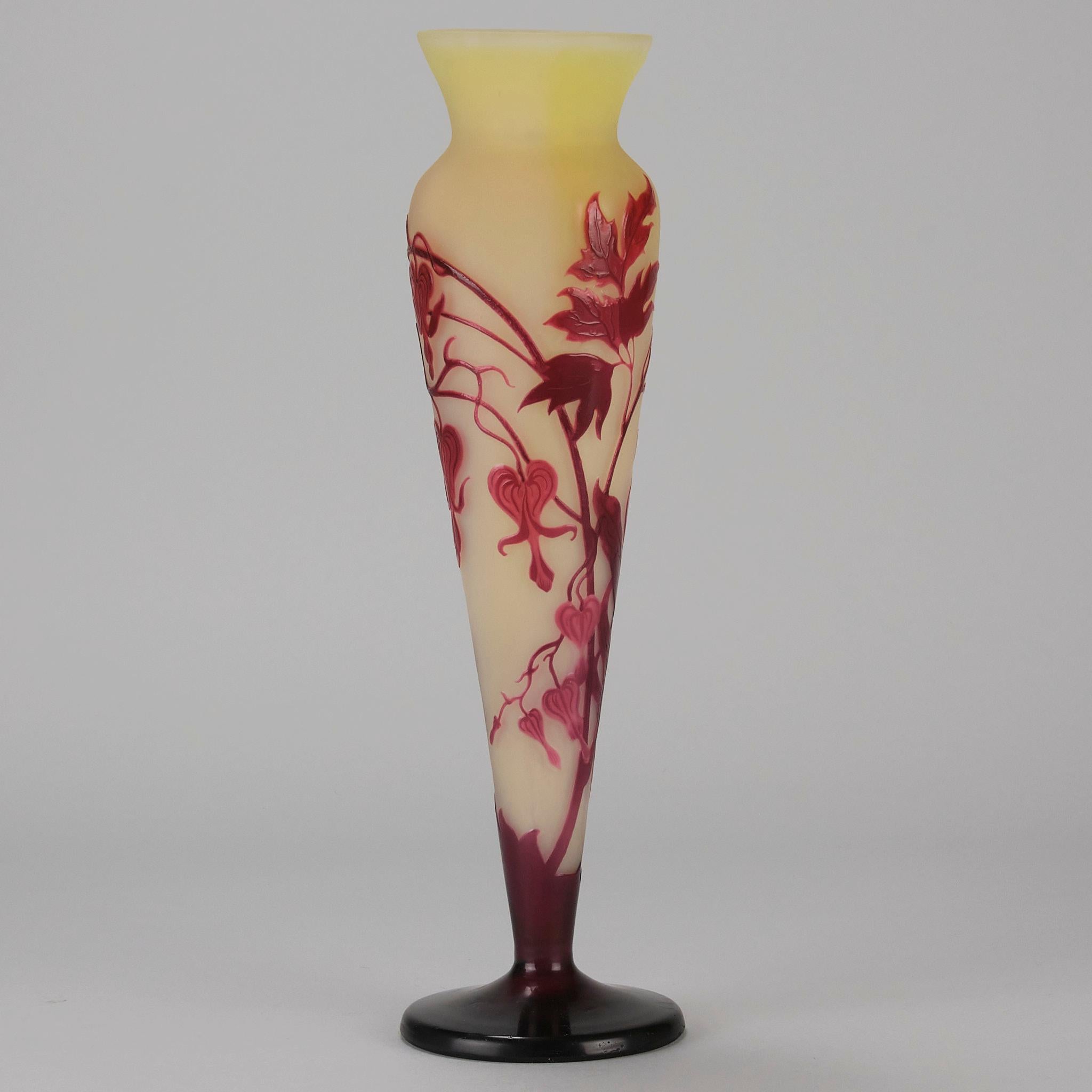 Etched Early 20th Century French Cameo Glass Vase 