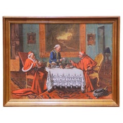Early 20th Century French Cardinal Genre Interior Painting Signed R. Fricheville