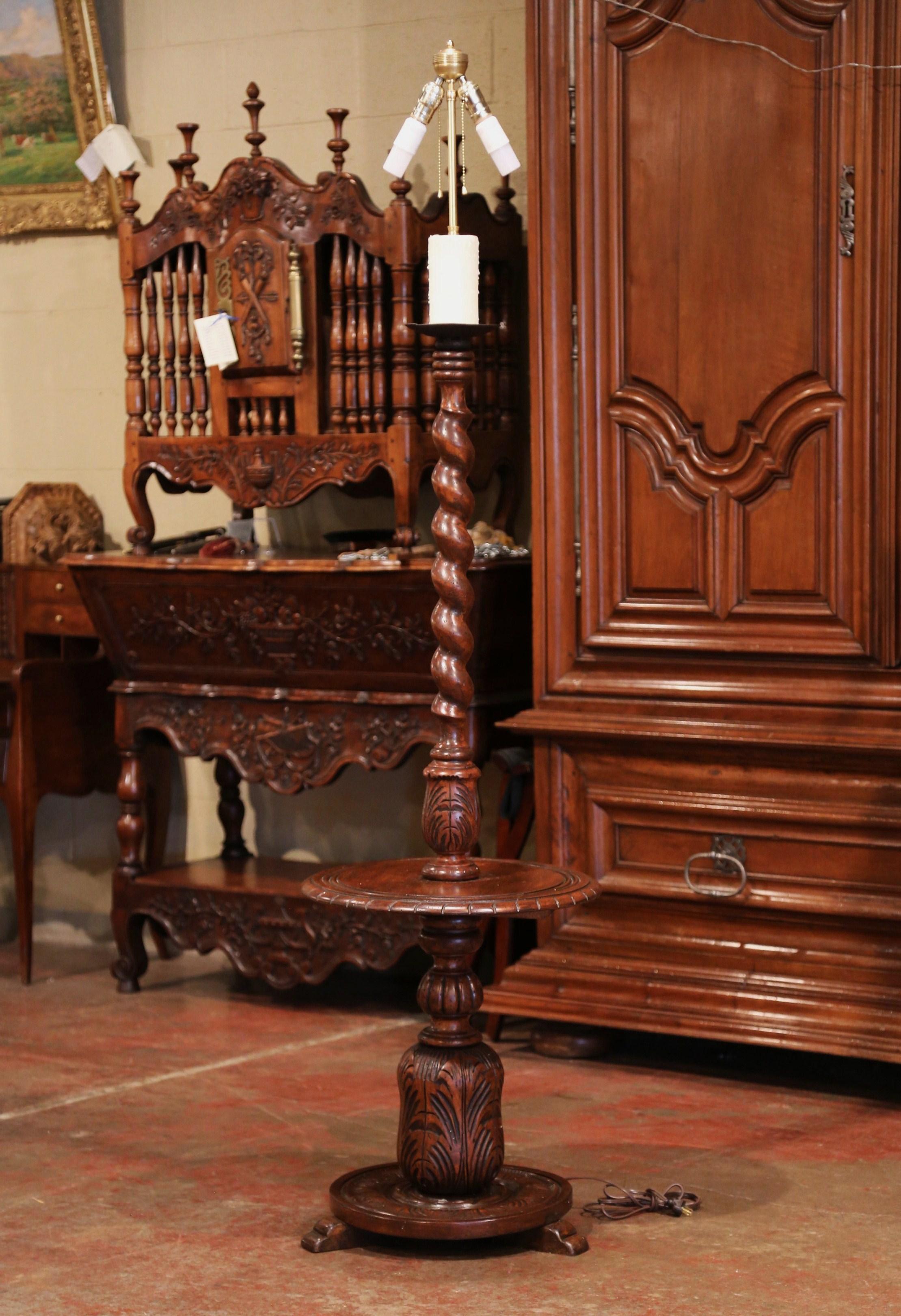 antique floor lamp with table