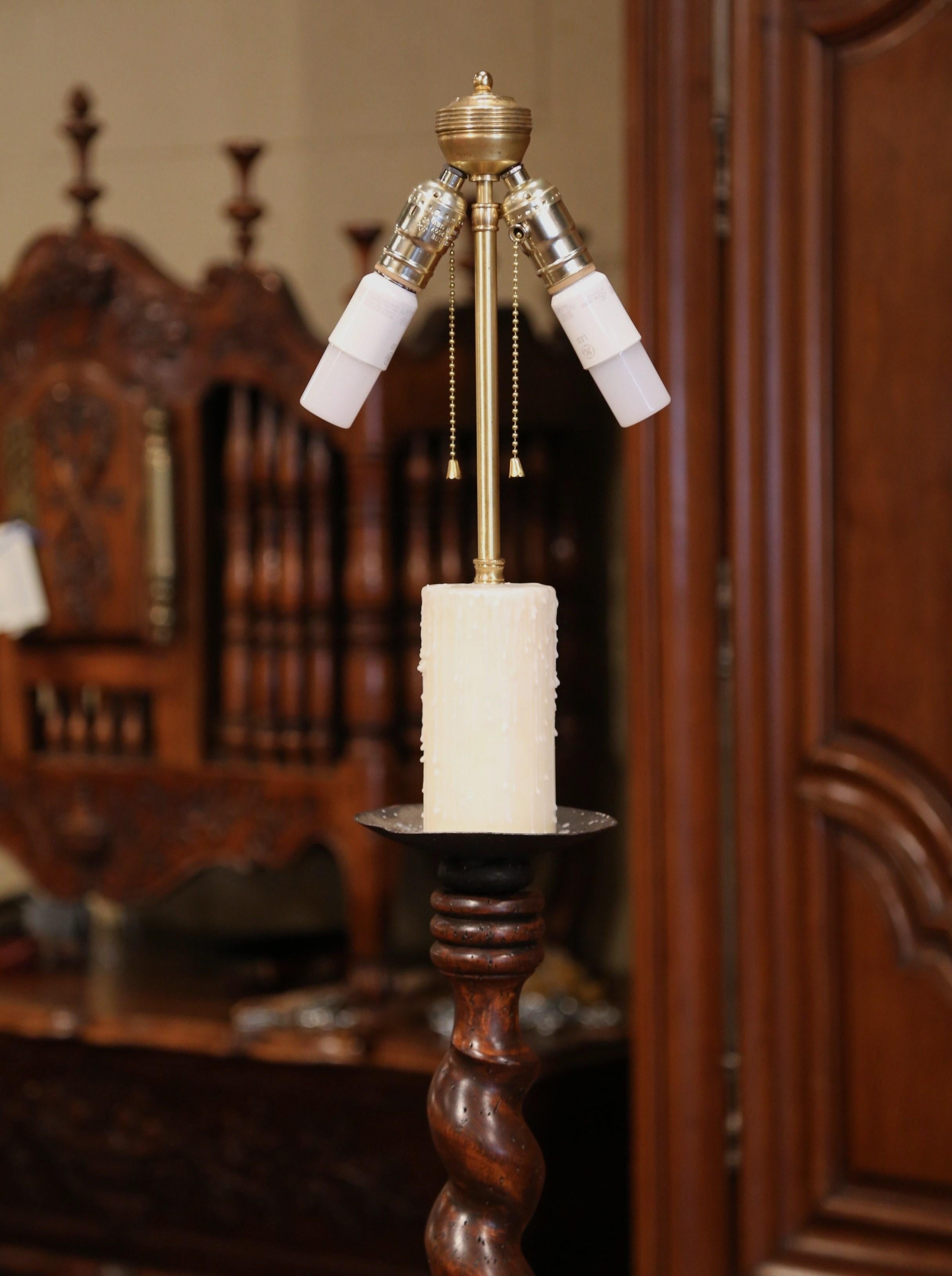 wooden twist floor lamp
