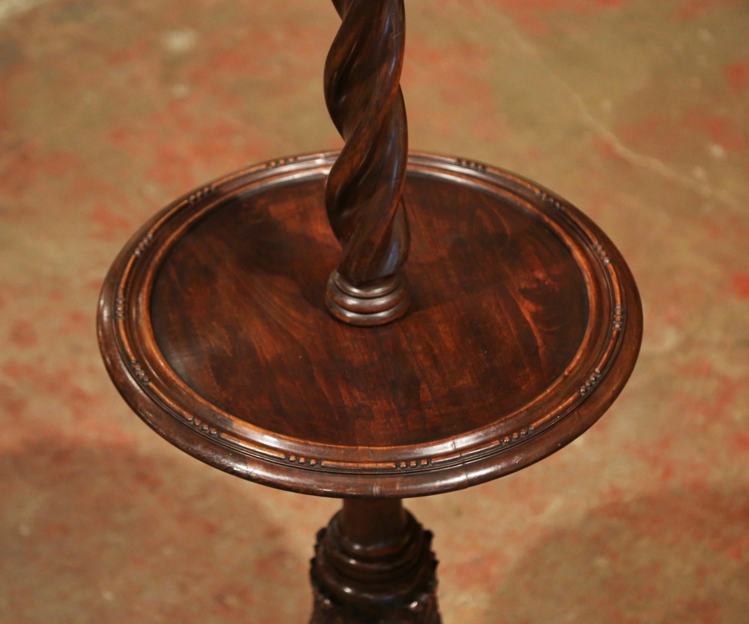 Early 20th Century French Carved and Barley Twist Floor Lamp with Attached Table 2
