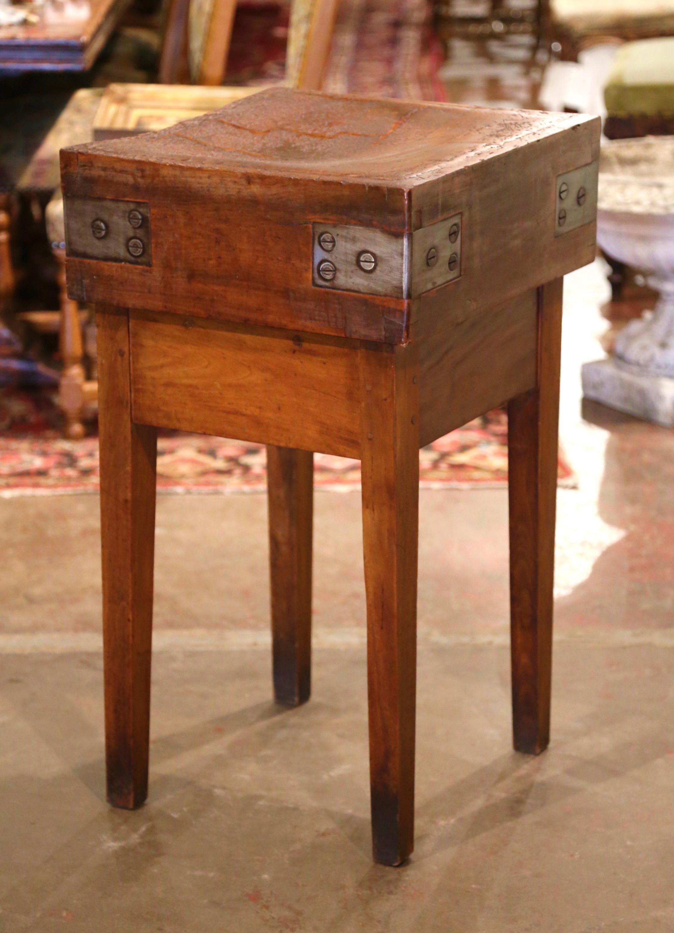 Early 20th Century French Carved Beechwood Butcher Block 3