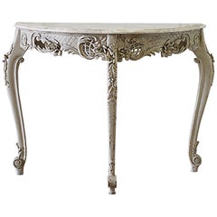 Early 20th Century French Carved Console Table with Marble Top