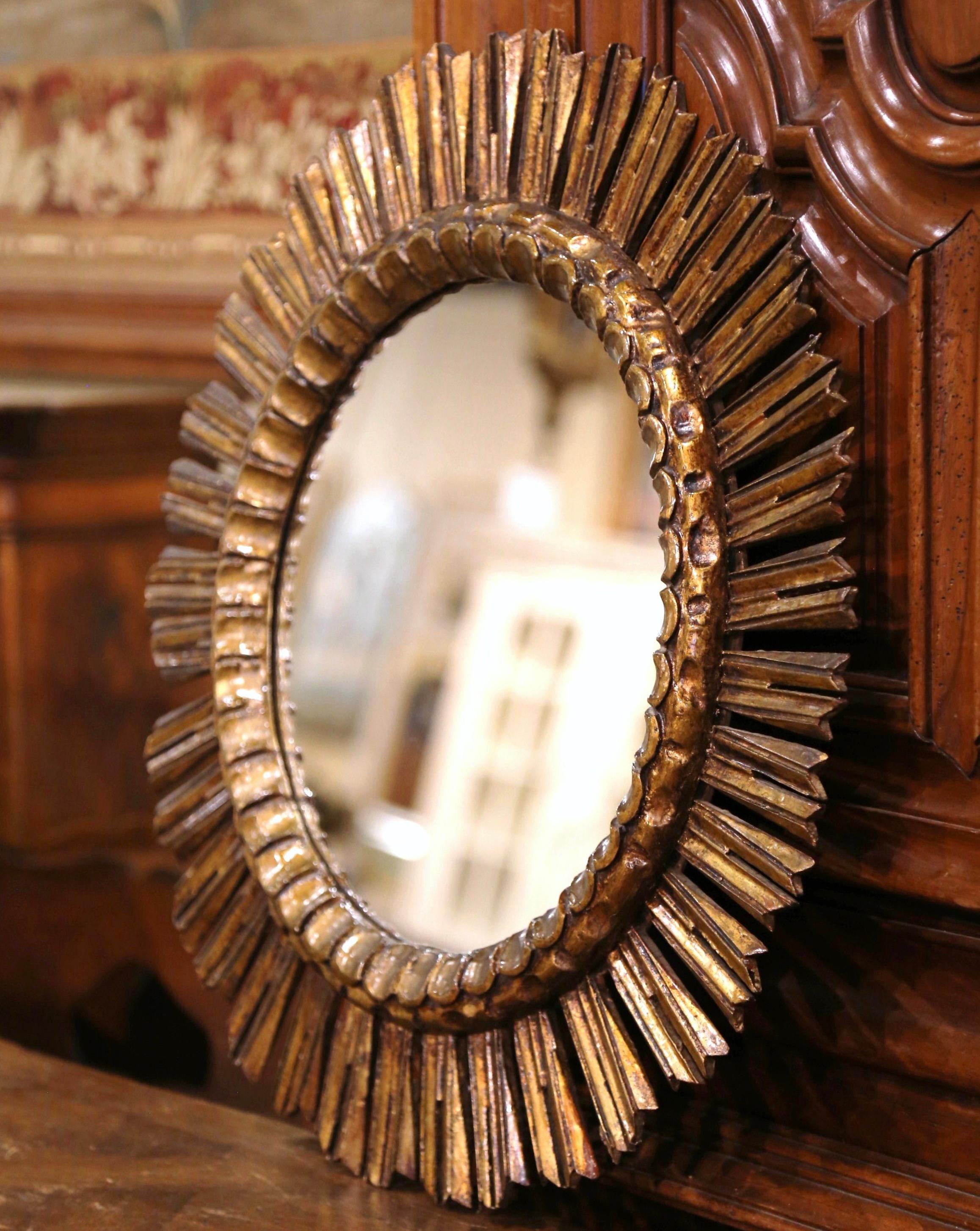  Early 20th Century French Carved Giltwood Sunburst Mirror 2