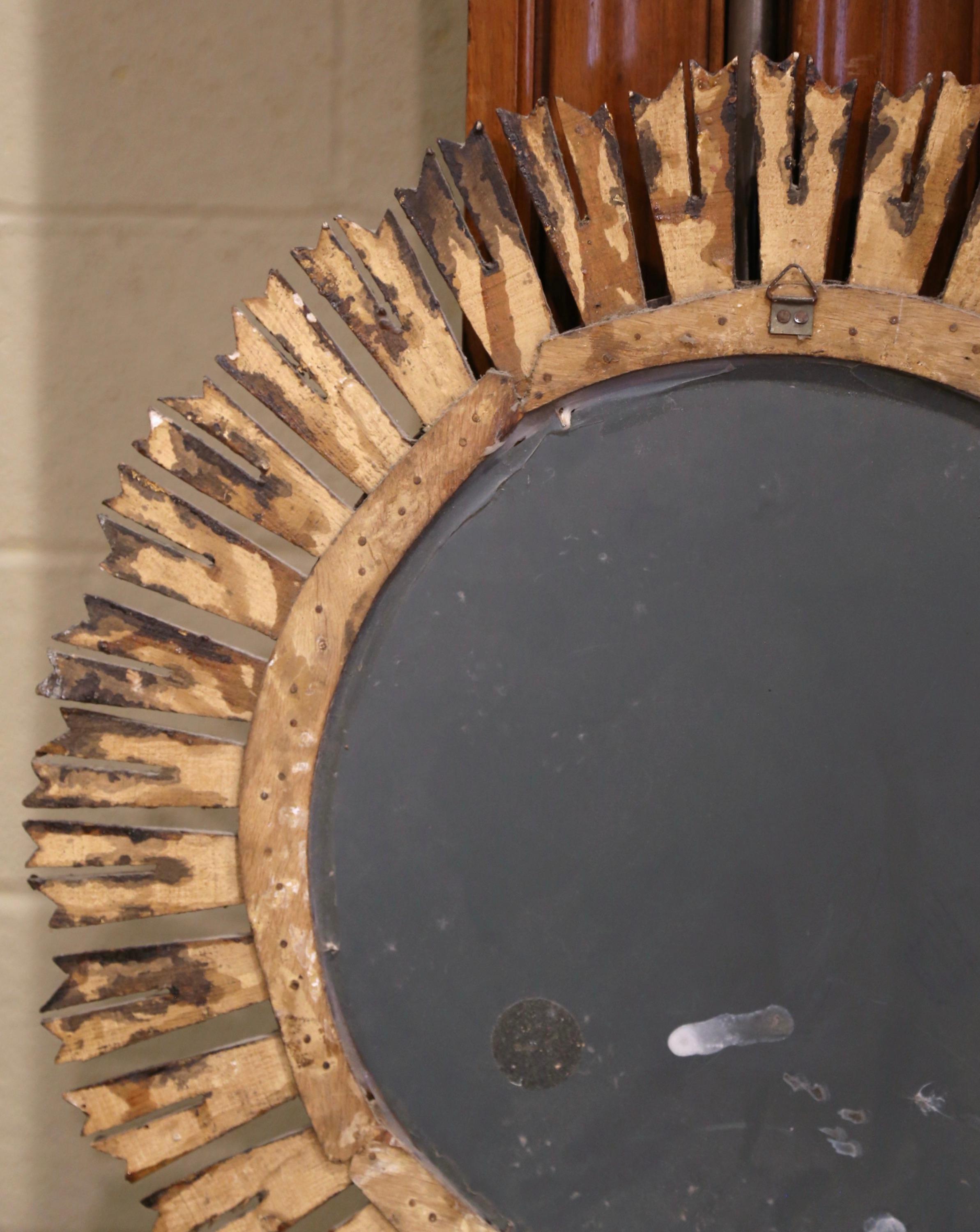  Early 20th Century French Carved Giltwood Sunburst Mirror 4