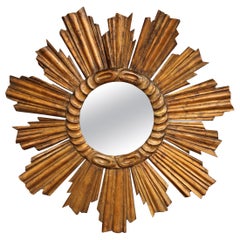 Early 20th Century French Carved Giltwood Sunburst Mirror