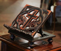 Early 20th Century French Carved Mahogany Folding Bible Book Stand