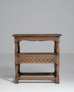 Early 20th Century French Carved Oak Table With Drawer