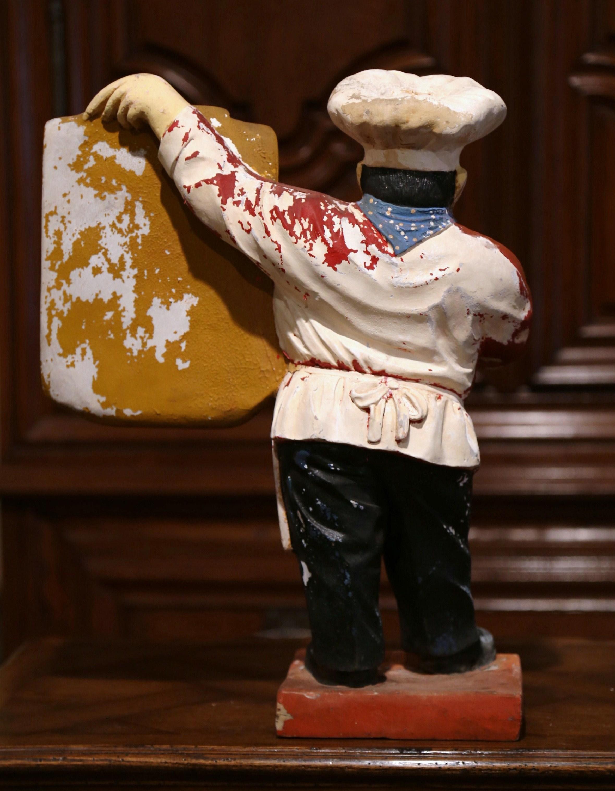 Paper Early 20th Century French Painted Papier Mâché Restaurant Chef Cook Sculpture