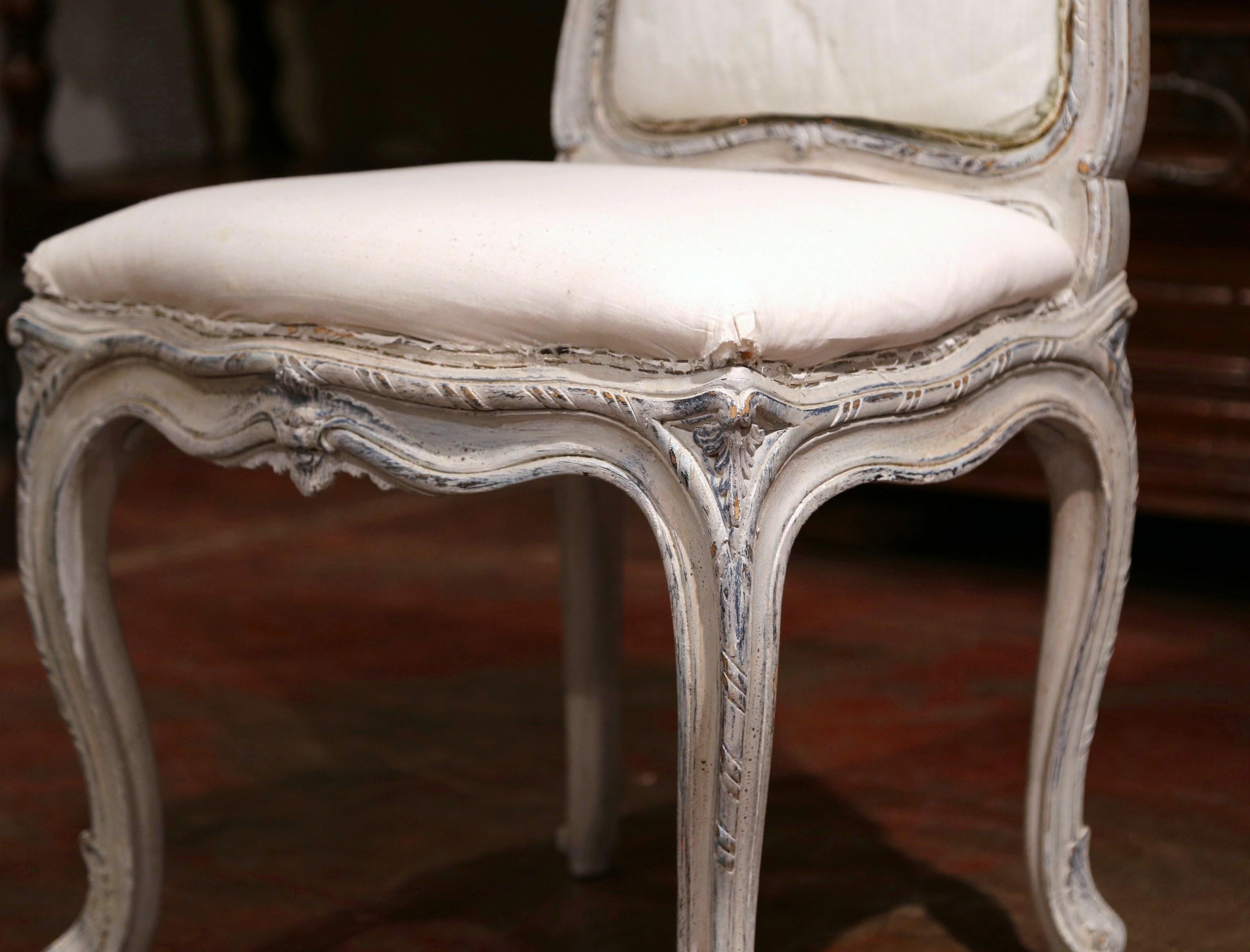 Early 20th Century French Carved Painted Set of Eight Louis XV Dining Chairs (Eichenholz)
