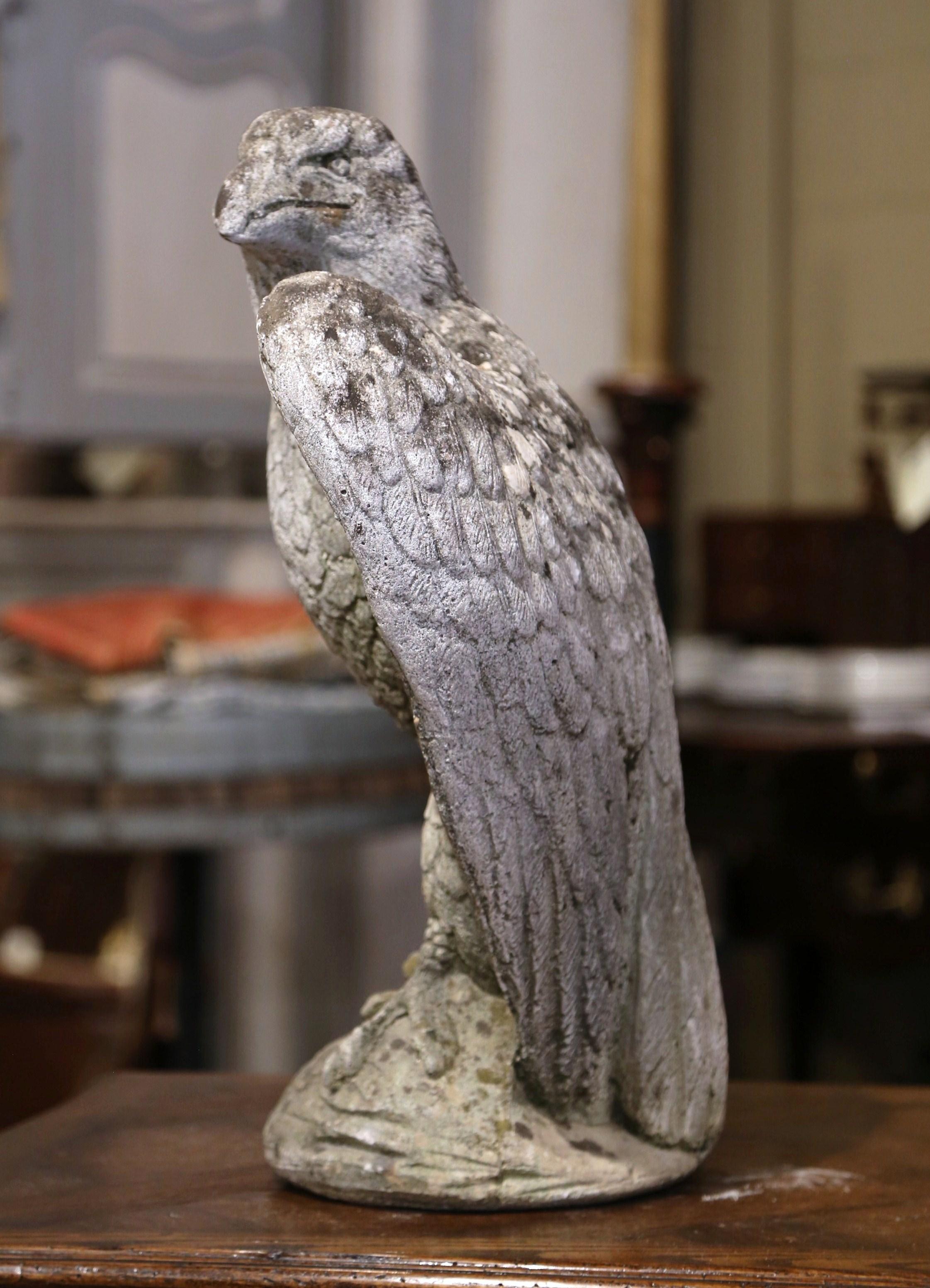 Early 20th Century French Carved Patinated Stone Eagle Sculpture 1