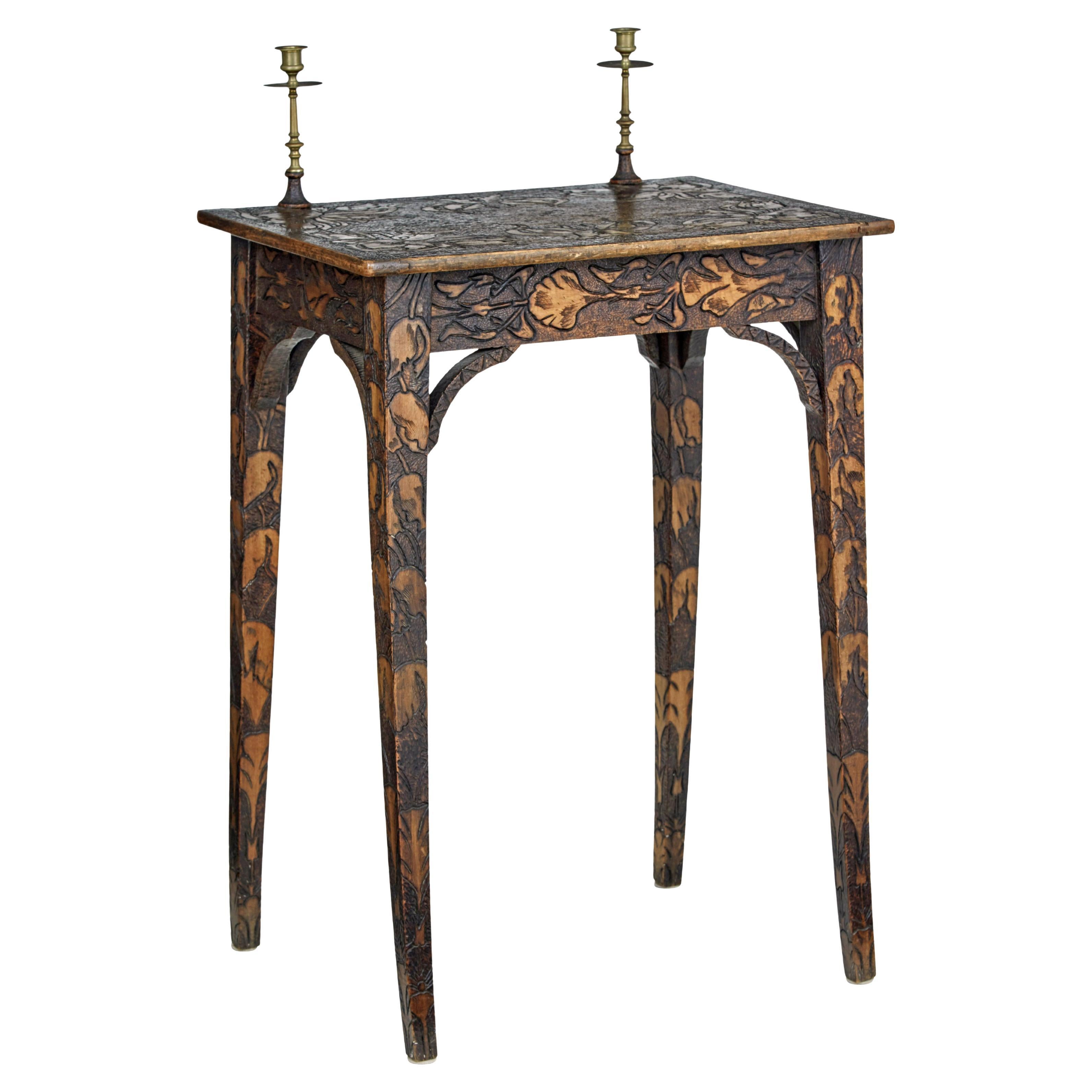 Early 20th century French carved poker work writing table