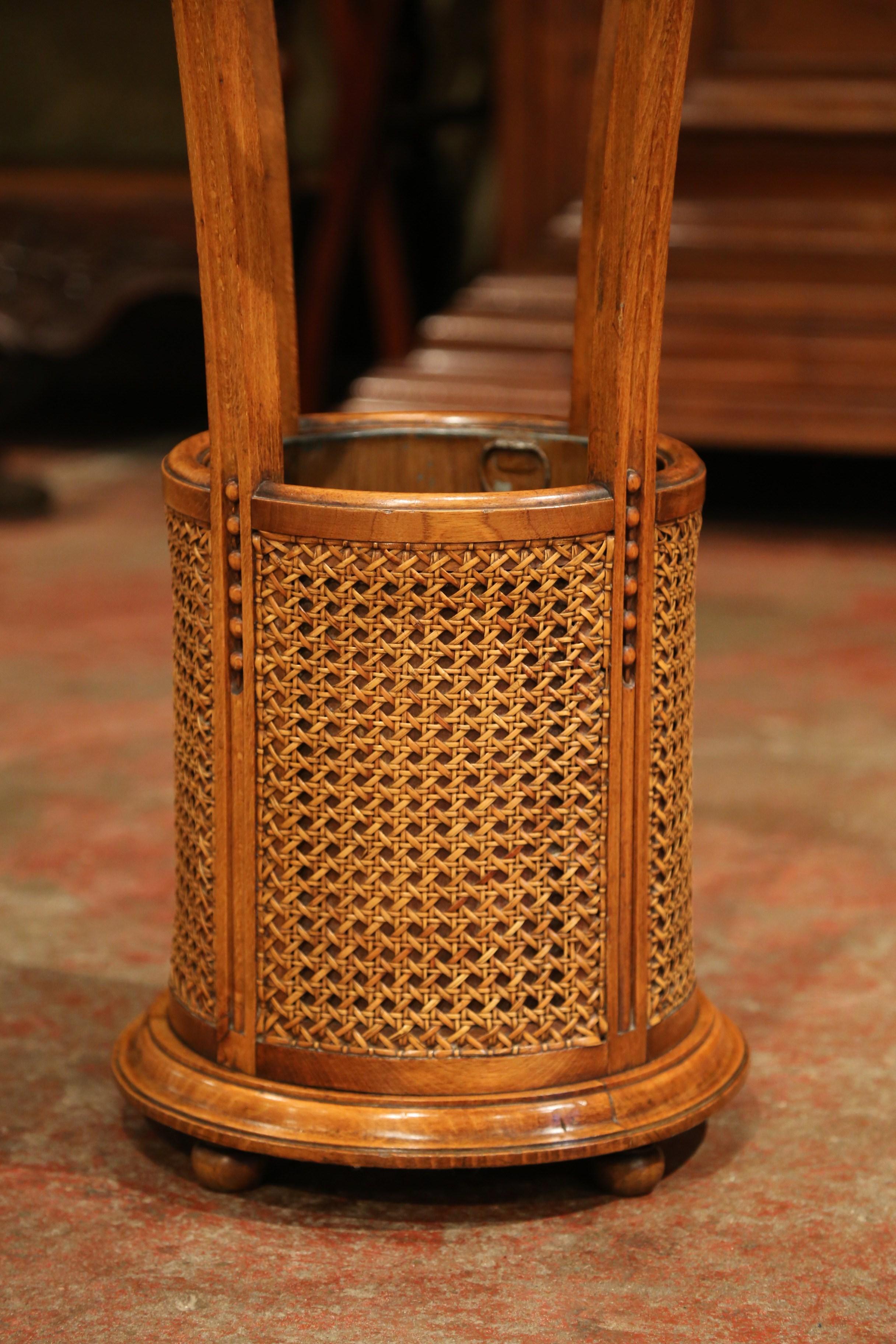 Early 20th Century French Carved Walnut and Cane Umbrella and Cane Stand 1