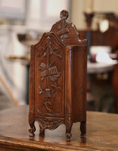 Early 20th Century French Carved Walnut Bombe Flour Box from Provence