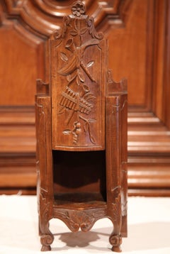 Early 20th Century French Carved Walnut Bombe Flour Box from Provence