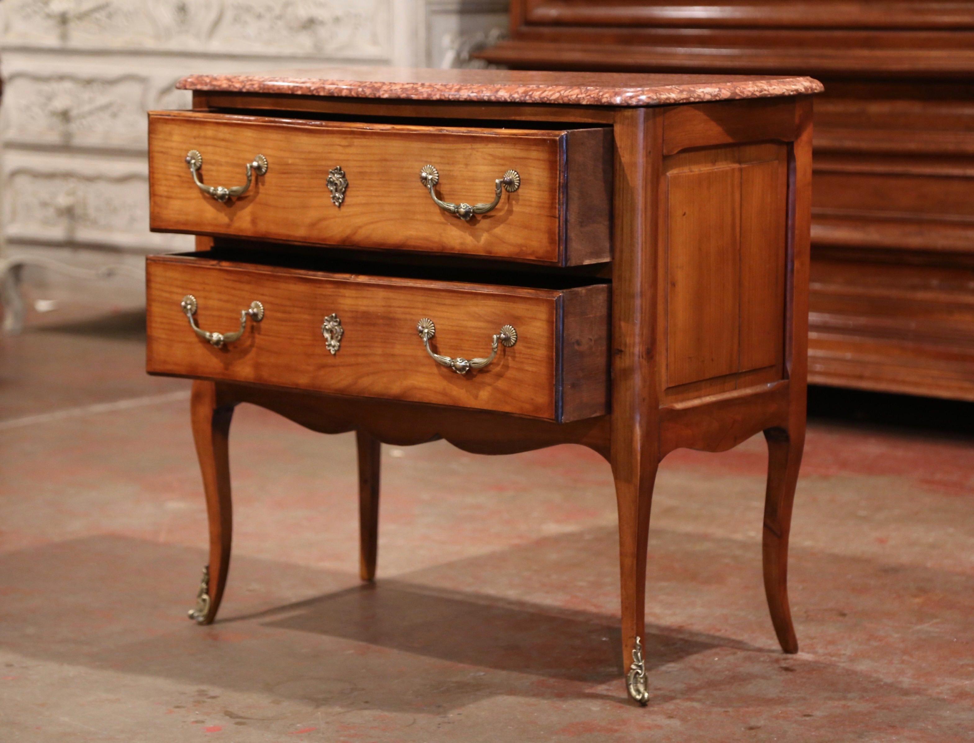 Early 20th Century French Carved Walnut Chest of Drawers with Red Marble Top 1