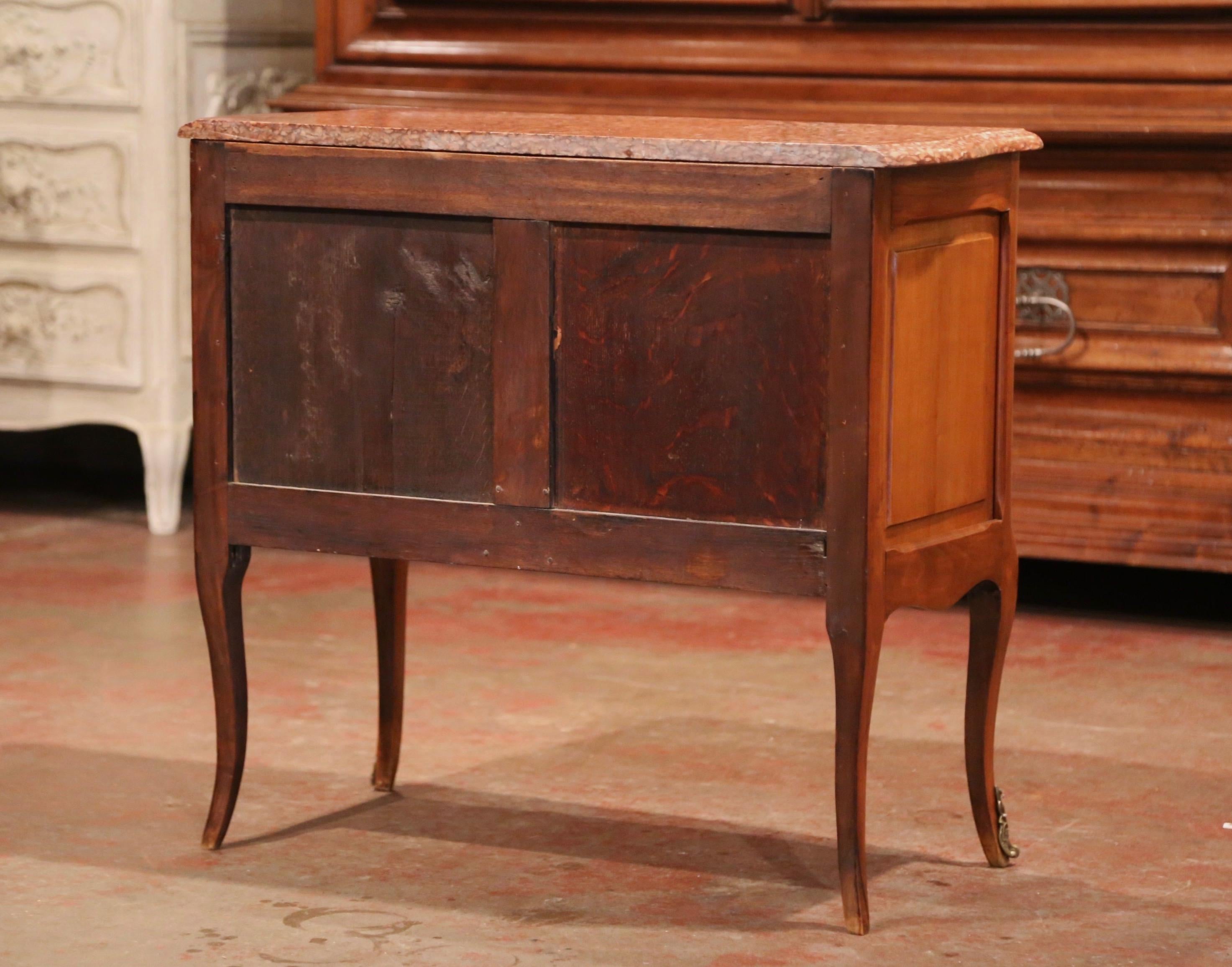 Early 20th Century French Carved Walnut Chest of Drawers with Red Marble Top 3