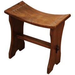 Early 20th Century French Carved Walnut Concave Stool