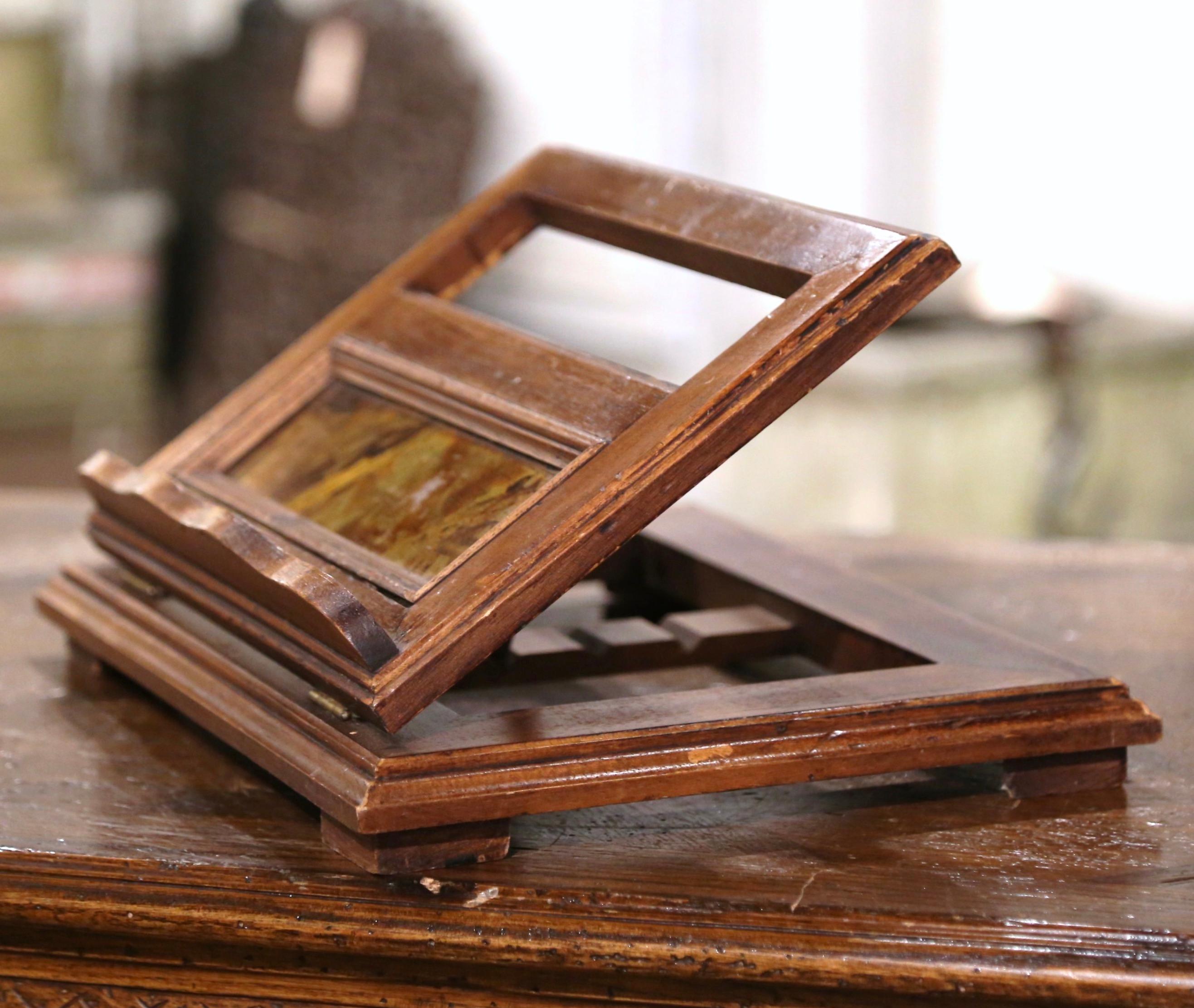 Country Early 20th Century French Carved Walnut Folding Table Book Stand