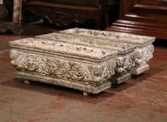 Early 20th Century French Carved Weathered Sandstone Planters, Set of Three