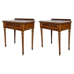 Early 20th Century French Carved Wood Nightstands, 1940s, Set of 2