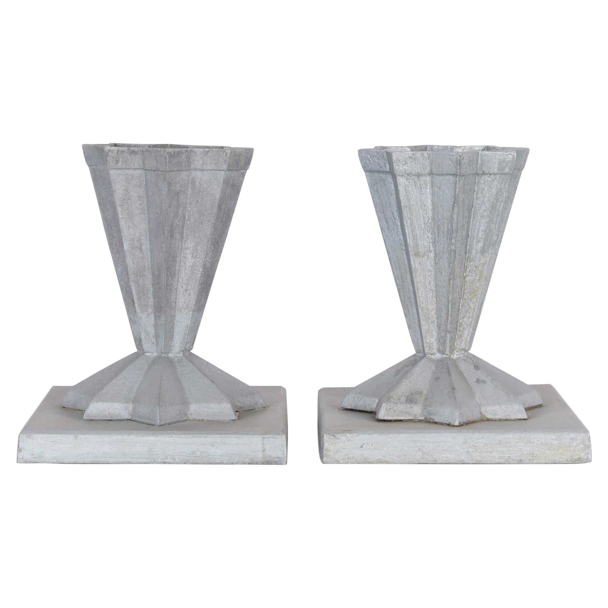 Early 20th Century French Cast Aluminum Planters, a Pair