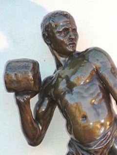 Early 20th Century French Cast Bronze of a Shot Putter