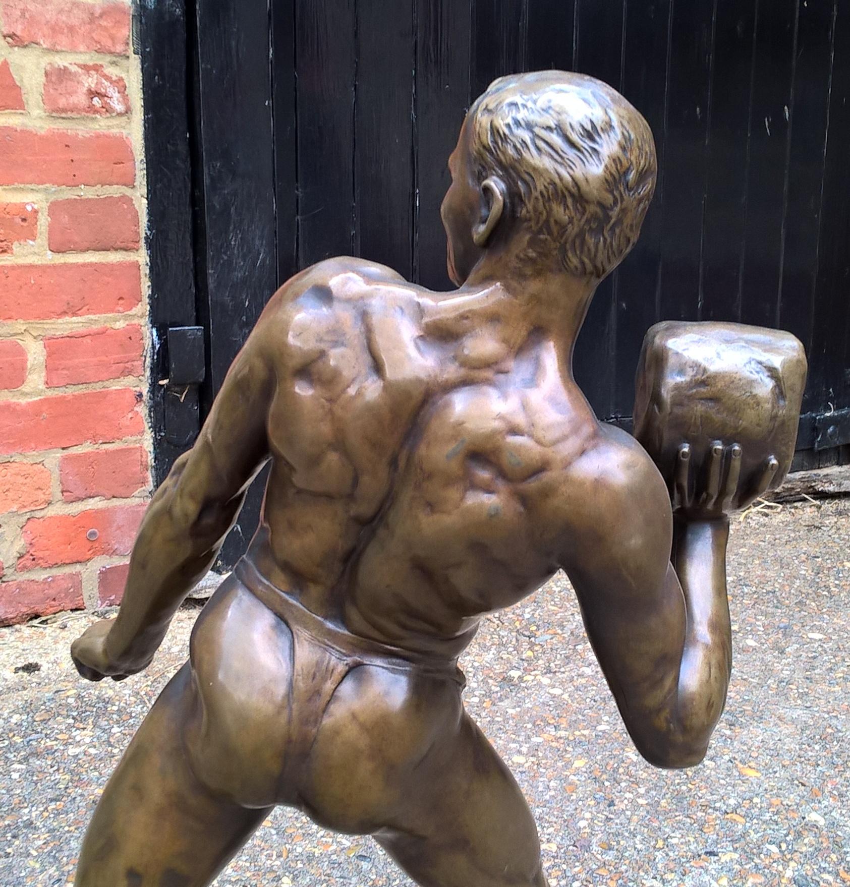 Early 20th Century French Cast Bronze of a Shot Putter For Sale 4