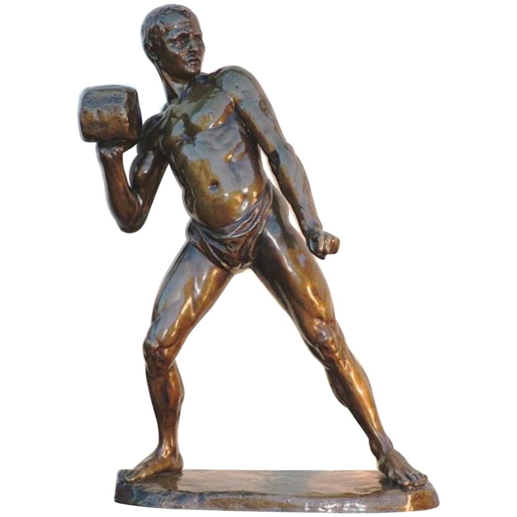 Early 20th Century French Cast Bronze of a Shot Putter For Sale