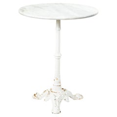 Early 20th Century French Cast Iron and Marble Bistro Table, Garden Table