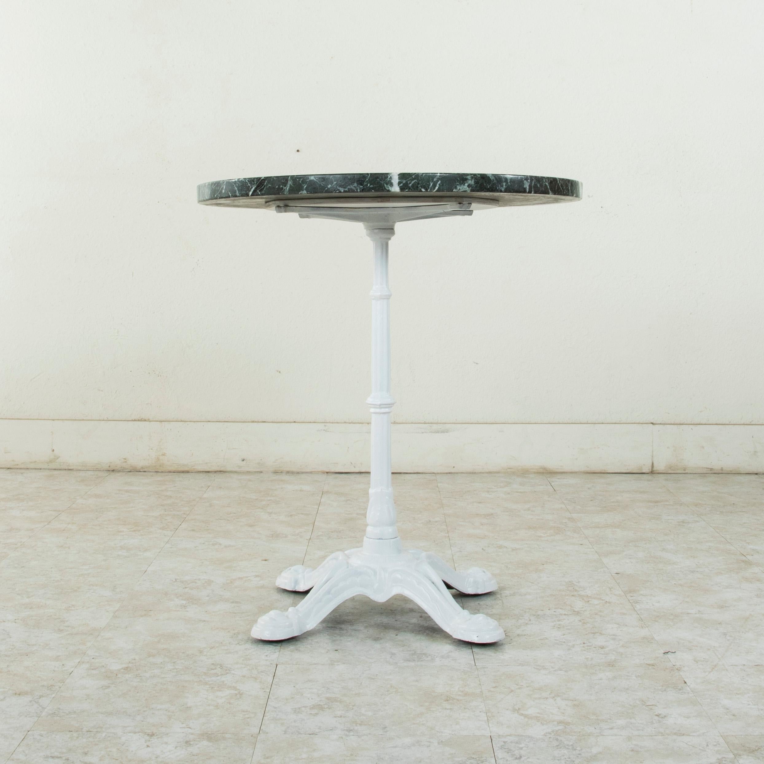 Early 20th Century French Cast Iron Bistro Table, Outdoor Garden Table, Marble 2
