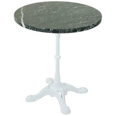 Early 20th Century French Cast Iron Bistro Table, Outdoor Garden Table, Marble