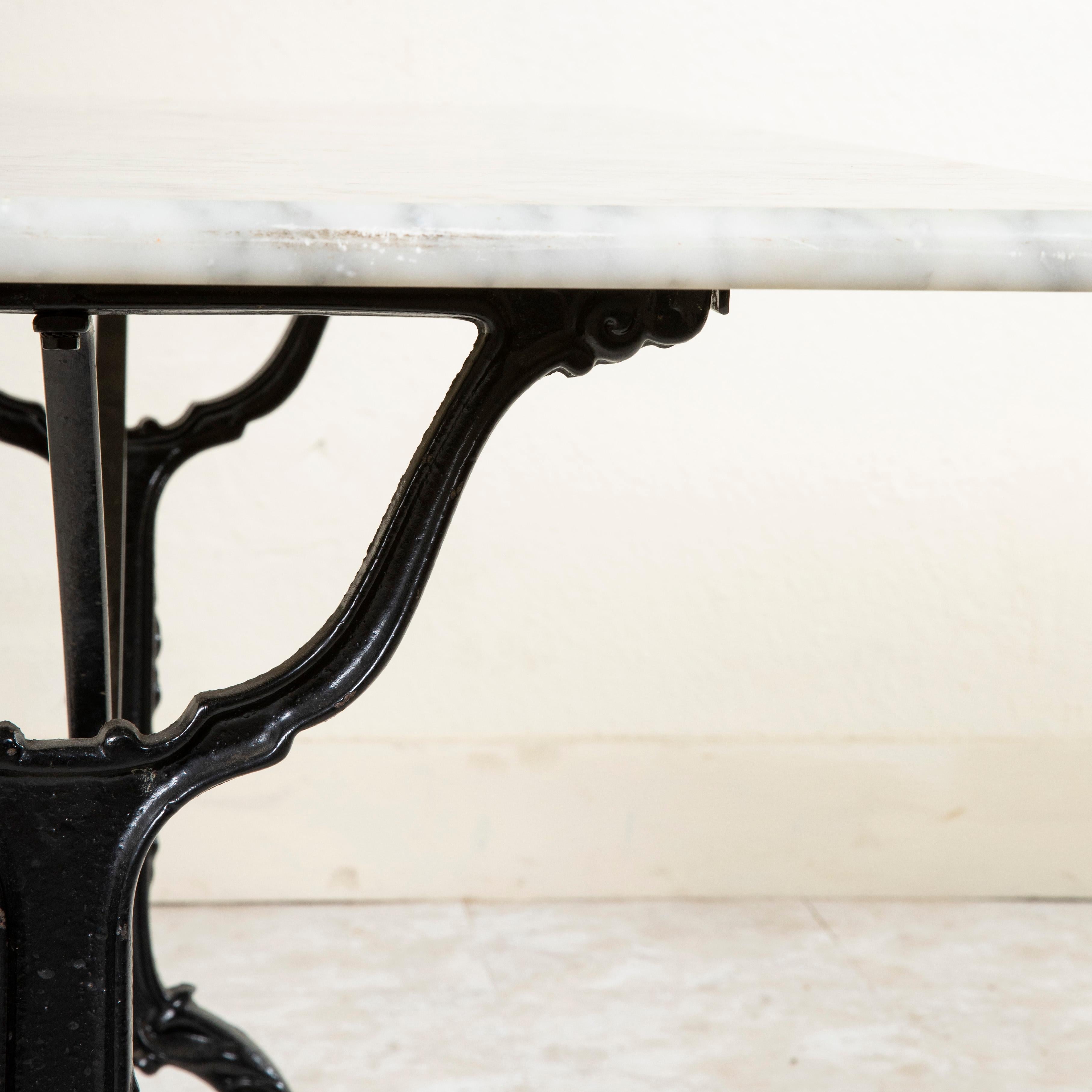 Early 20th Century French Cast Iron Bistro Table with White Marble Top 9