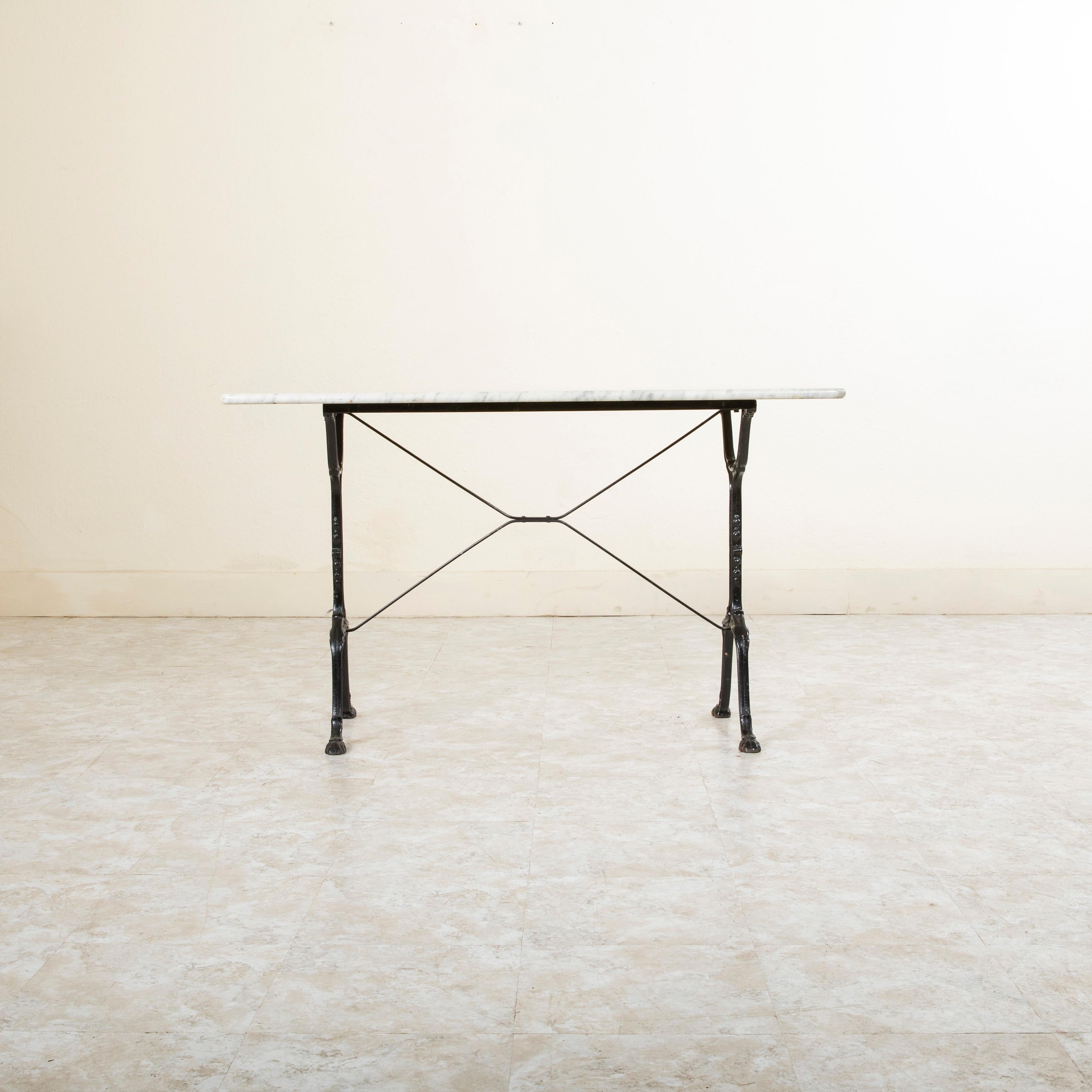 Early 20th Century French Cast Iron Bistro Table with White Marble Top 1