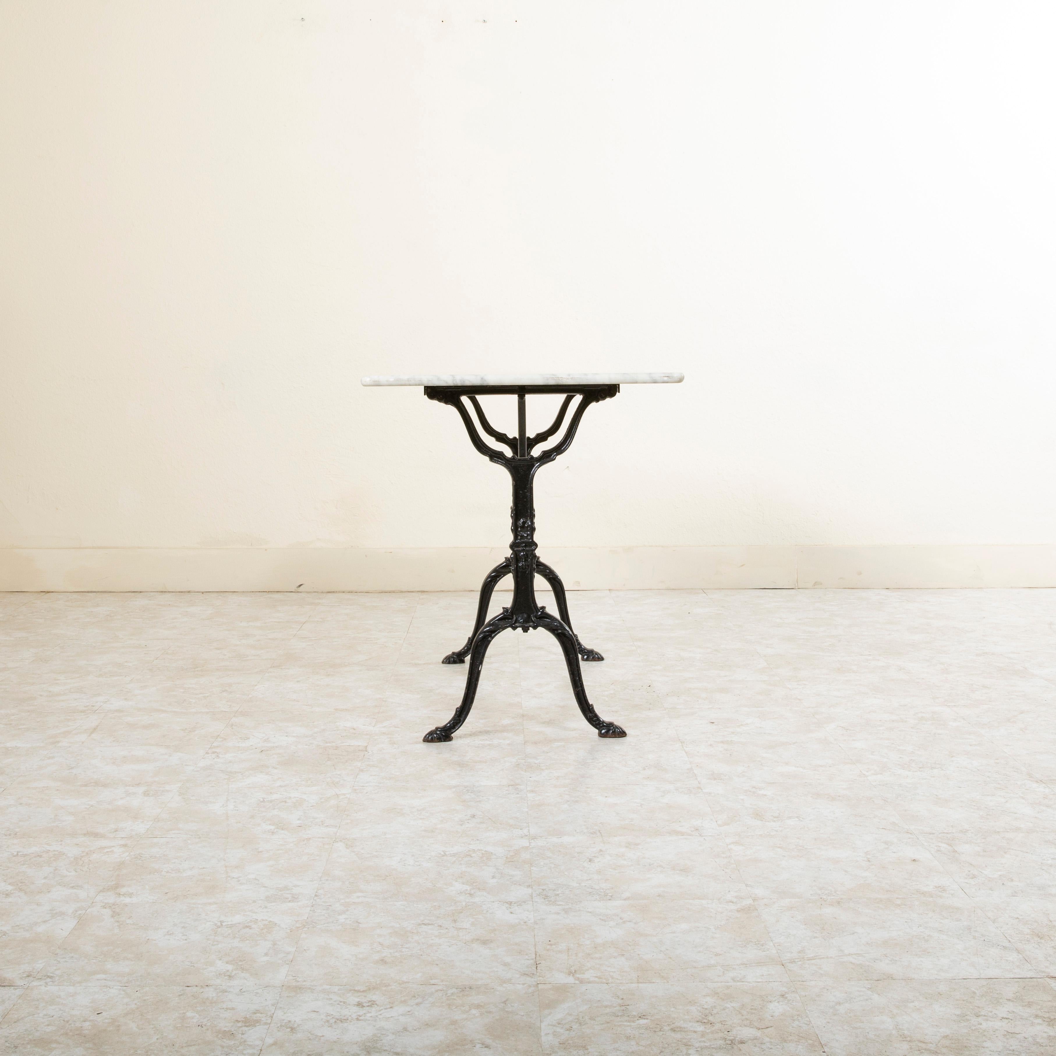 Early 20th Century French Cast Iron Bistro Table with White Marble Top 2