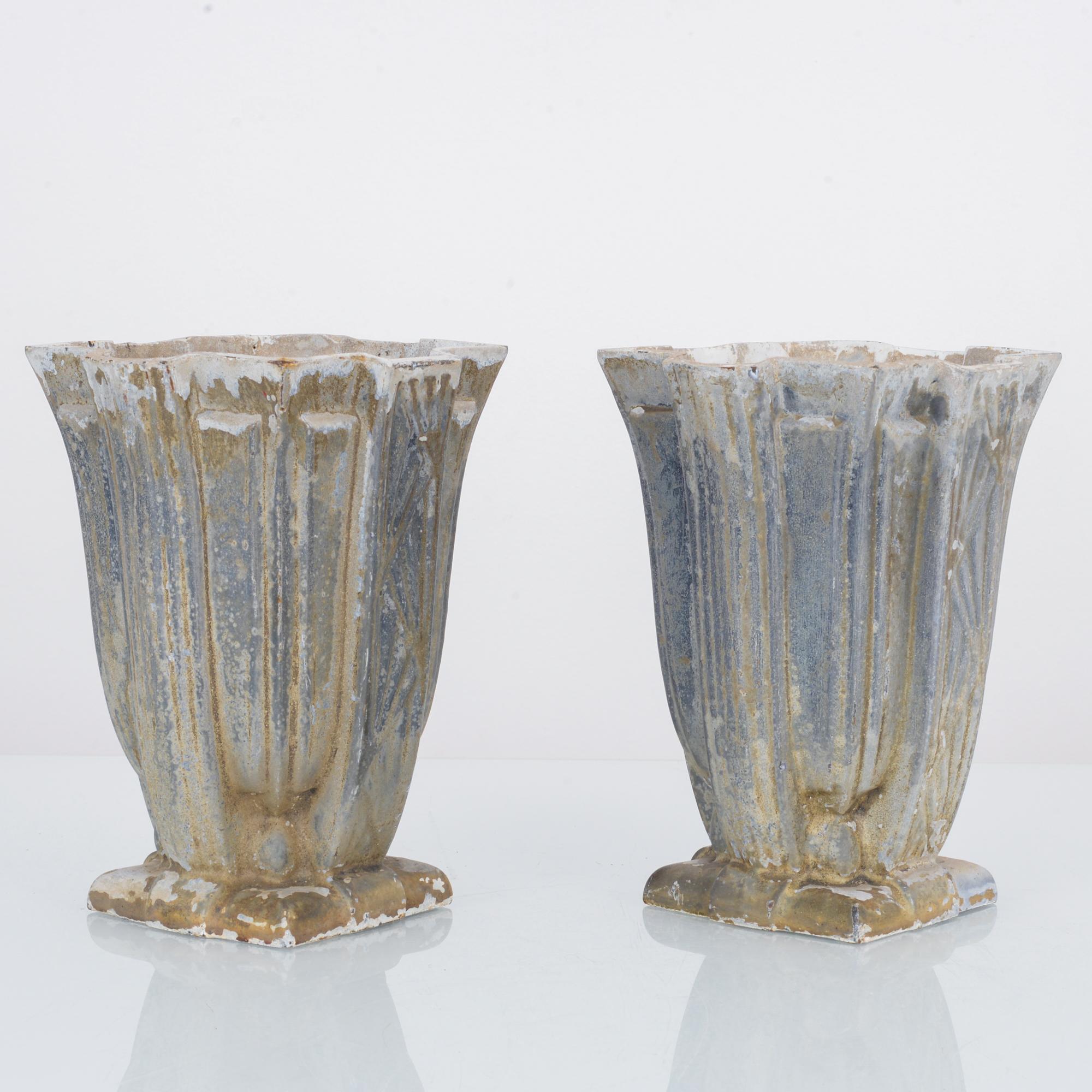 Beaux Arts Early 20th Century French Cast Iron Planters, a Pair