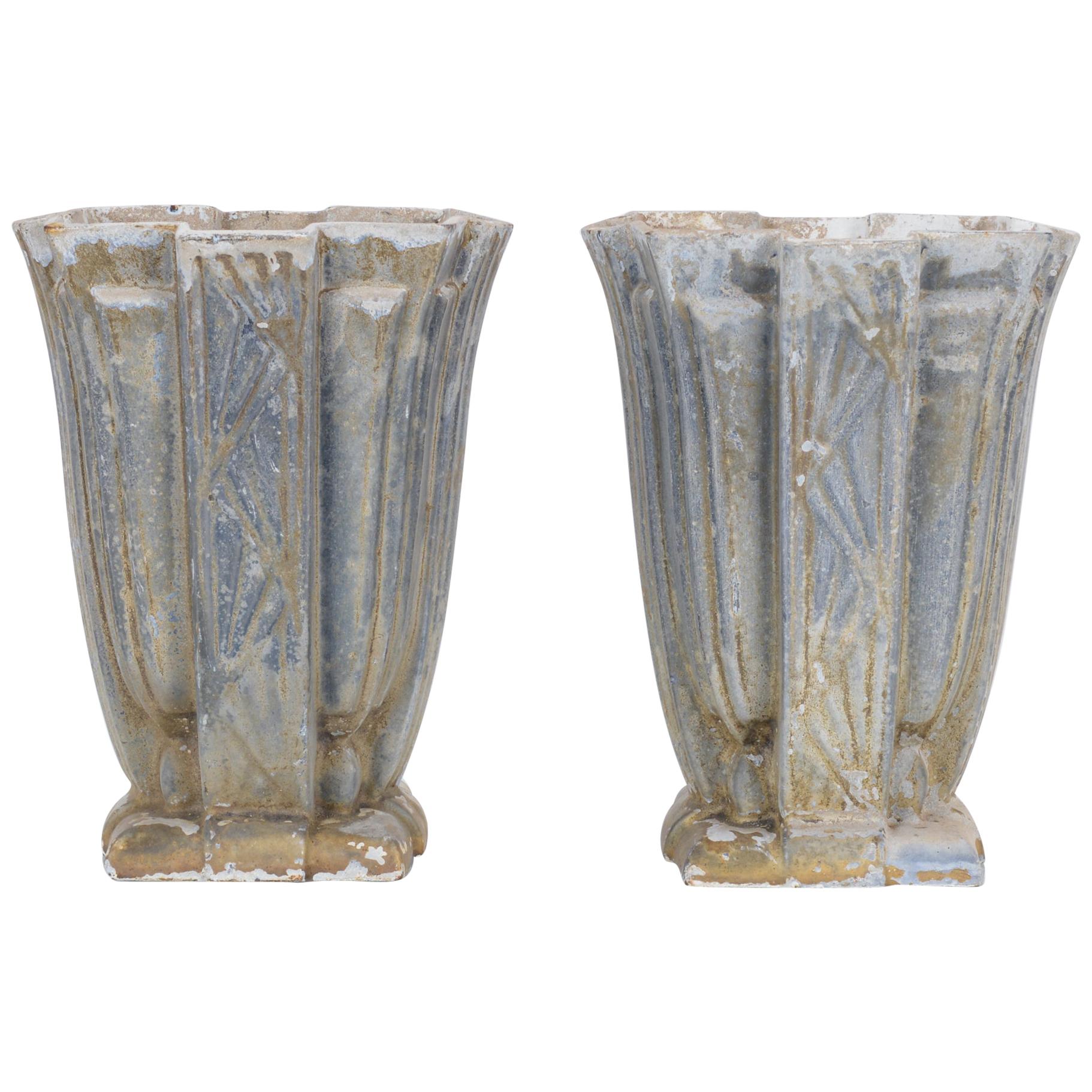 Early 20th Century French Cast Iron Planters, a Pair