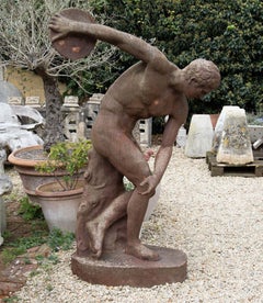 Early 20th Century French Cast Iron Statue of the Discobolus