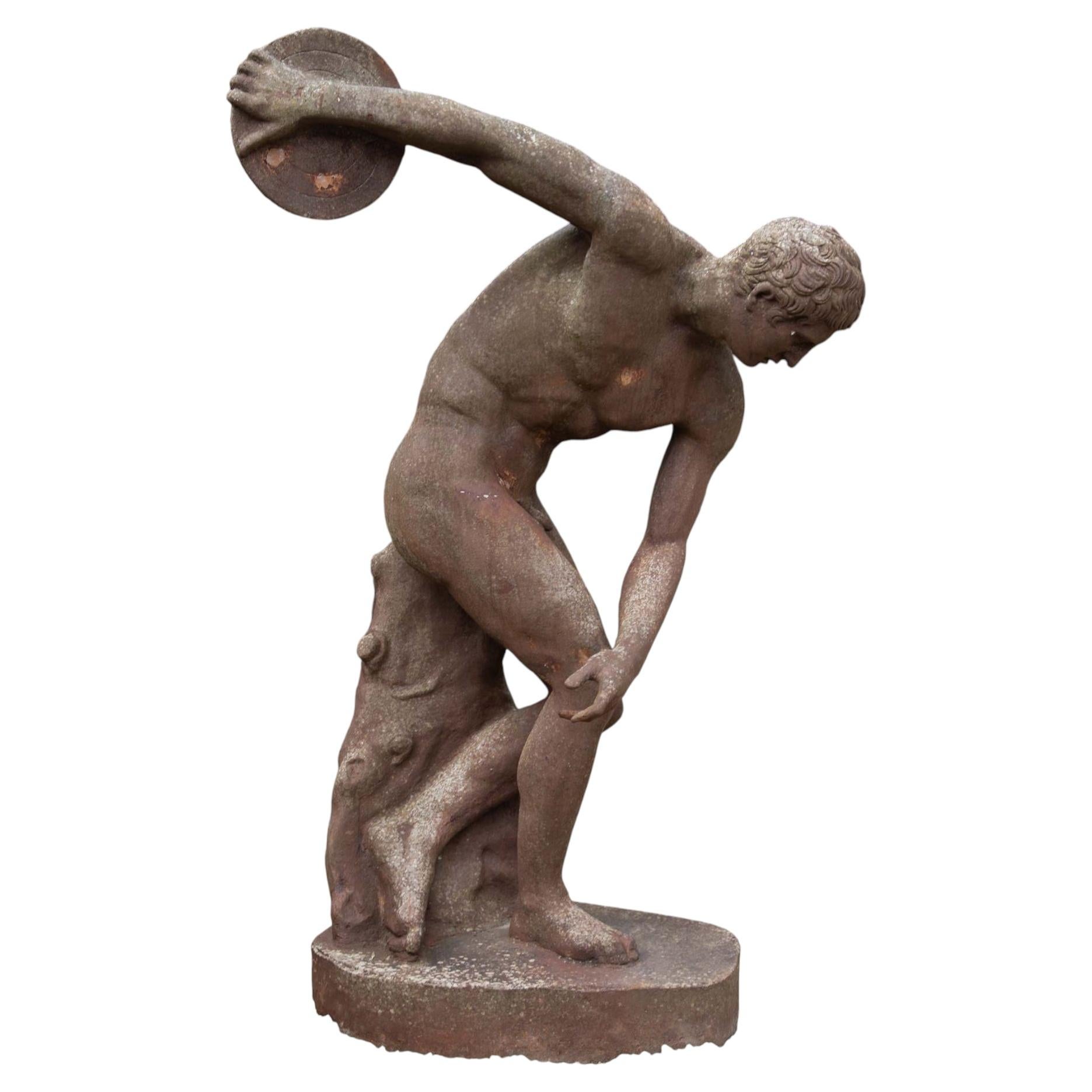Statua in ghisa francese del Discobolo dei primi del Novecento