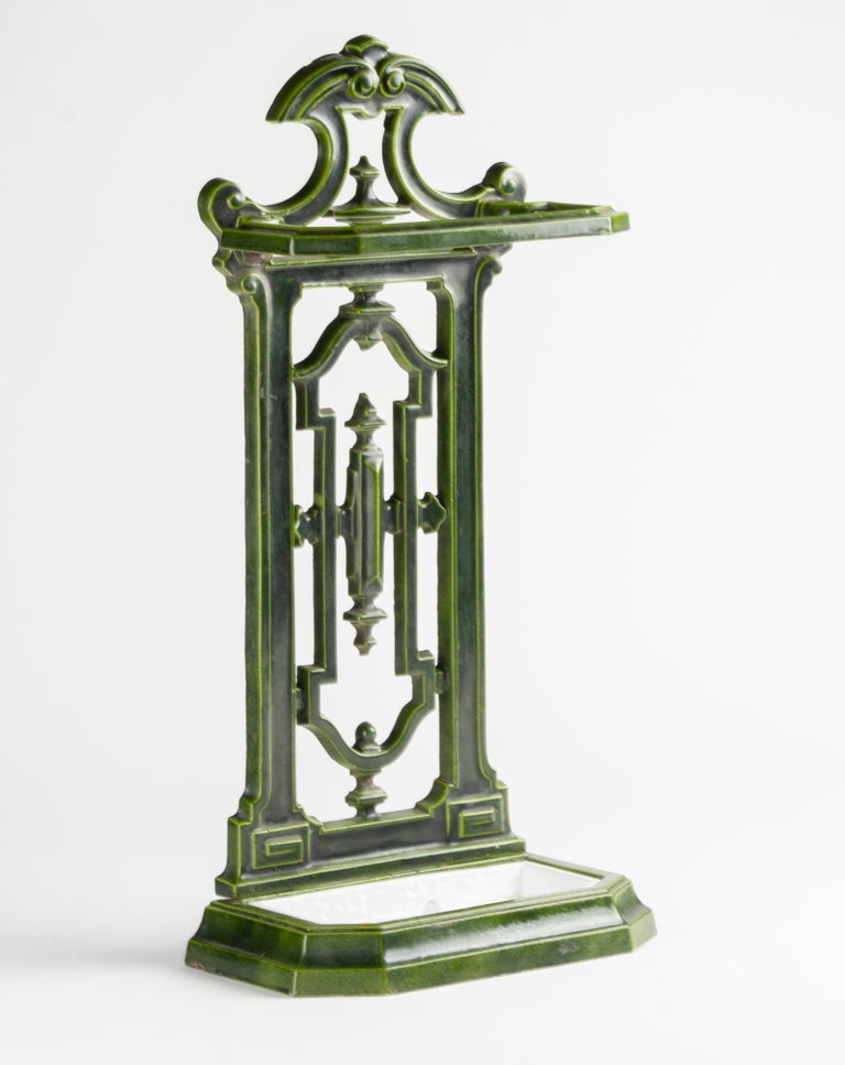 Early 20th Century French Cast Iron Umbrella Stand, Enameled For Sale