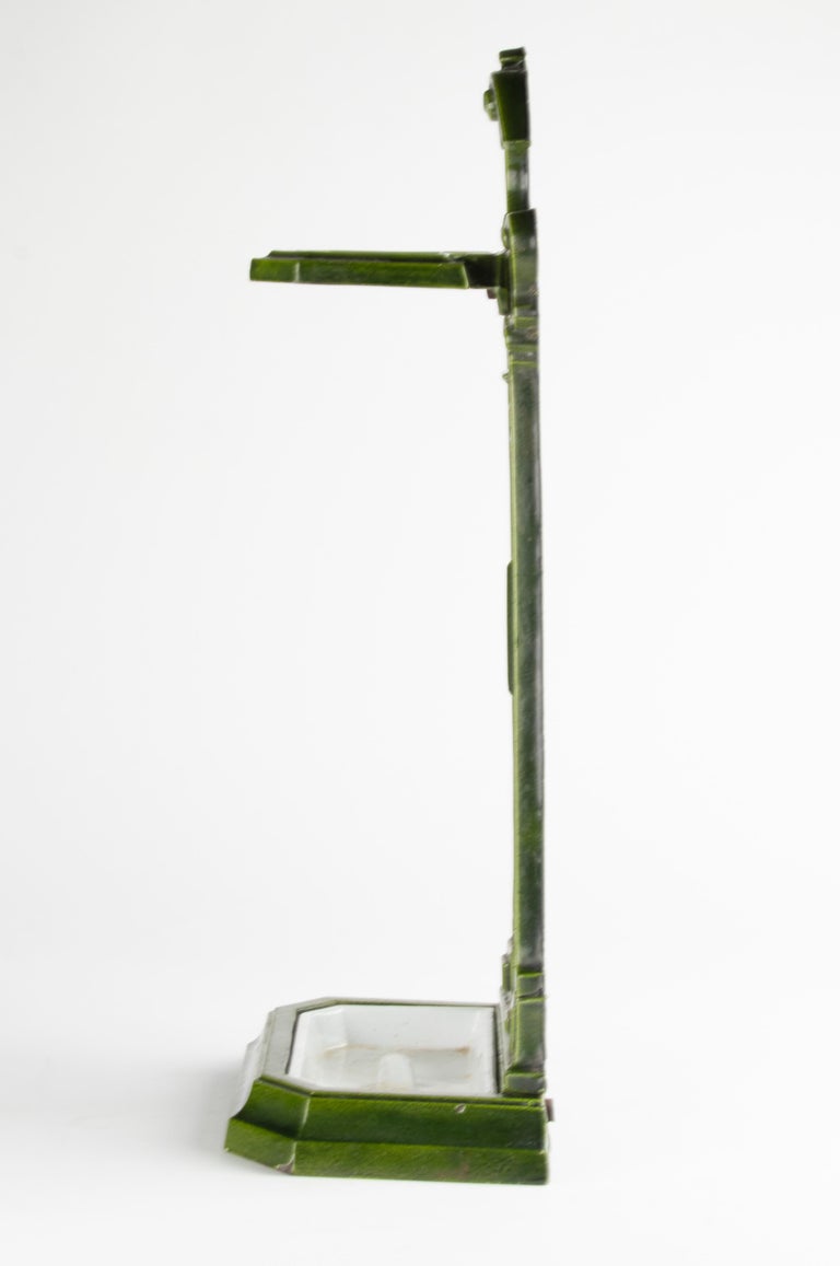 Early 20th Century French Cast Iron Umbrella Stand, Enameled For Sale