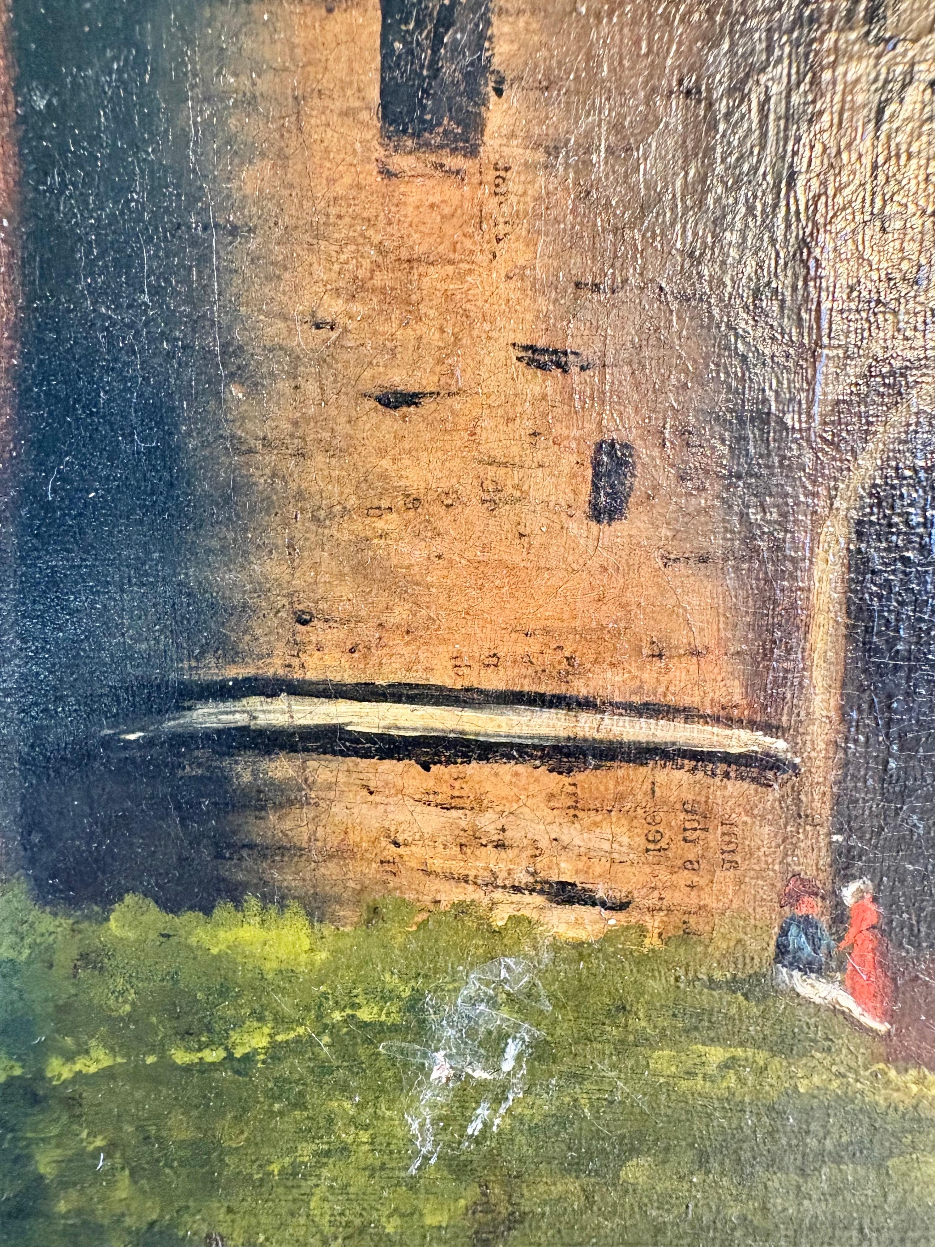 Early 20th Century French Castle Art Oil on Canvas For Sale 6