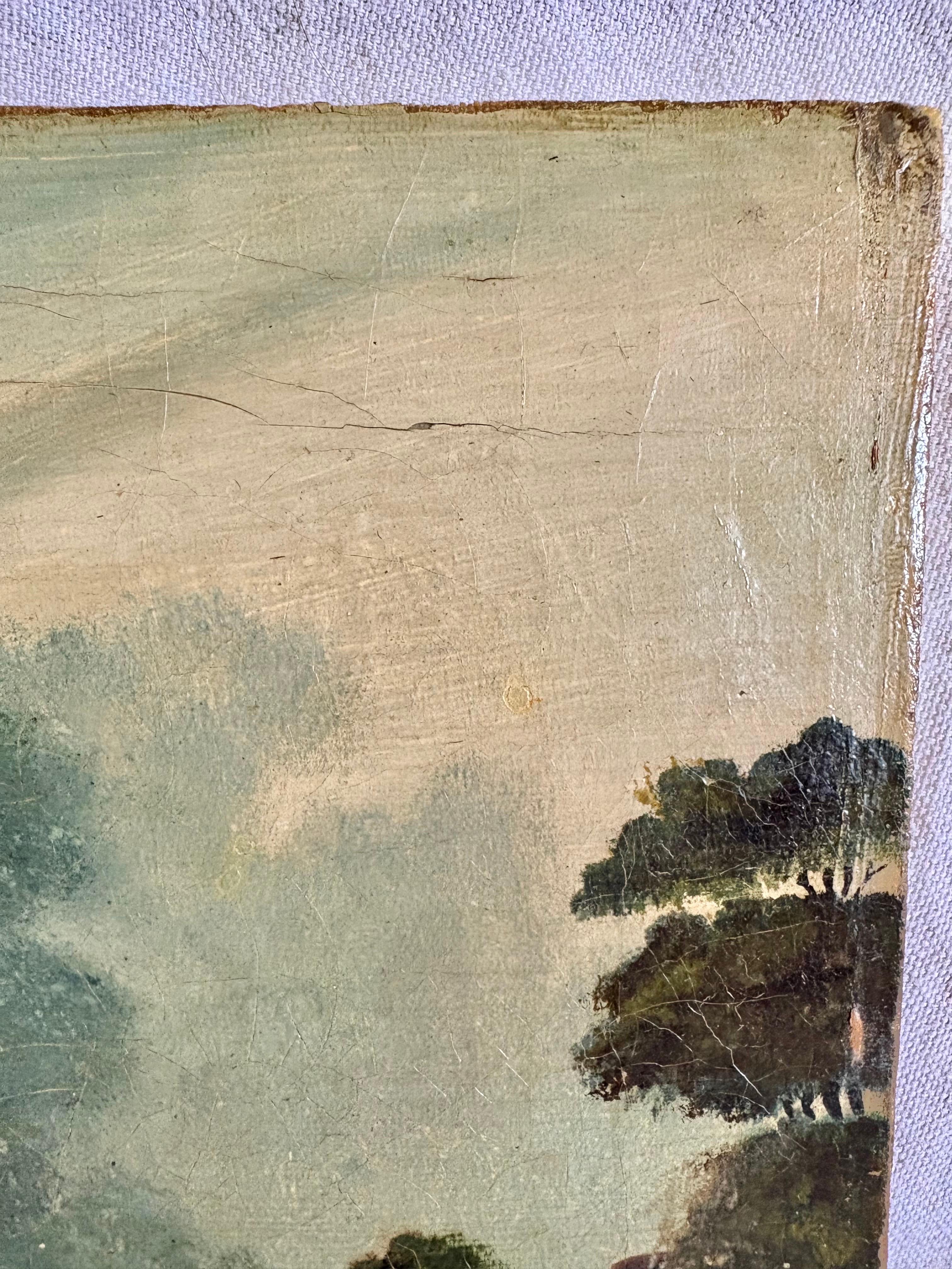 Early 20th Century French Castle Art Oil on Canvas For Sale 7