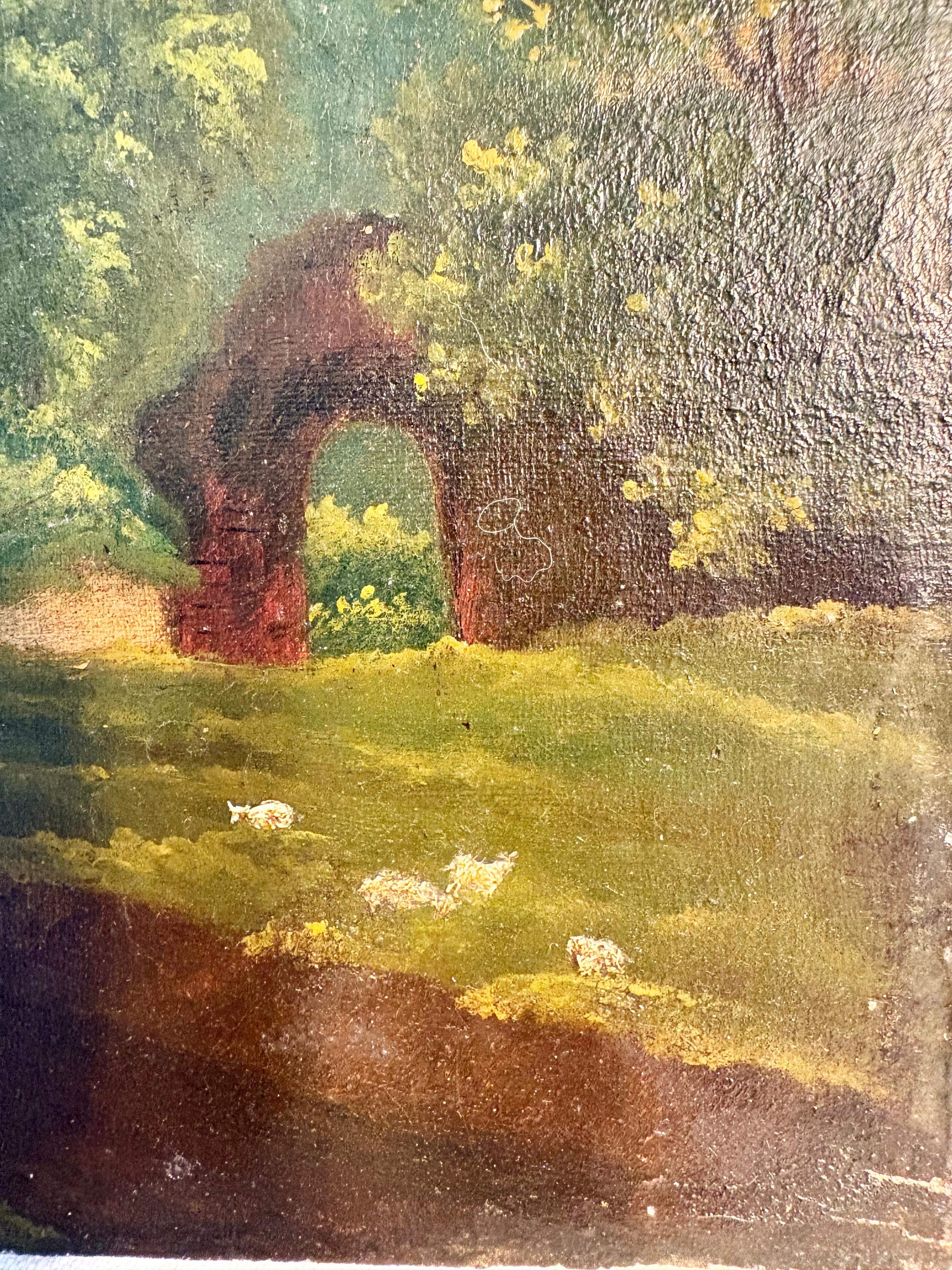 Early 20th Century French Castle Art Oil on Canvas For Sale 4