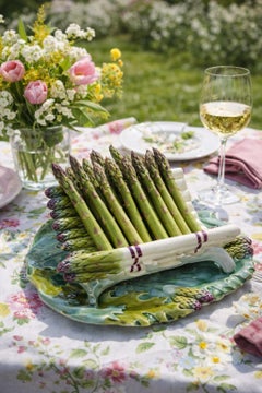 Early 20th century French Ceramic Asparagus Platter, 1900s