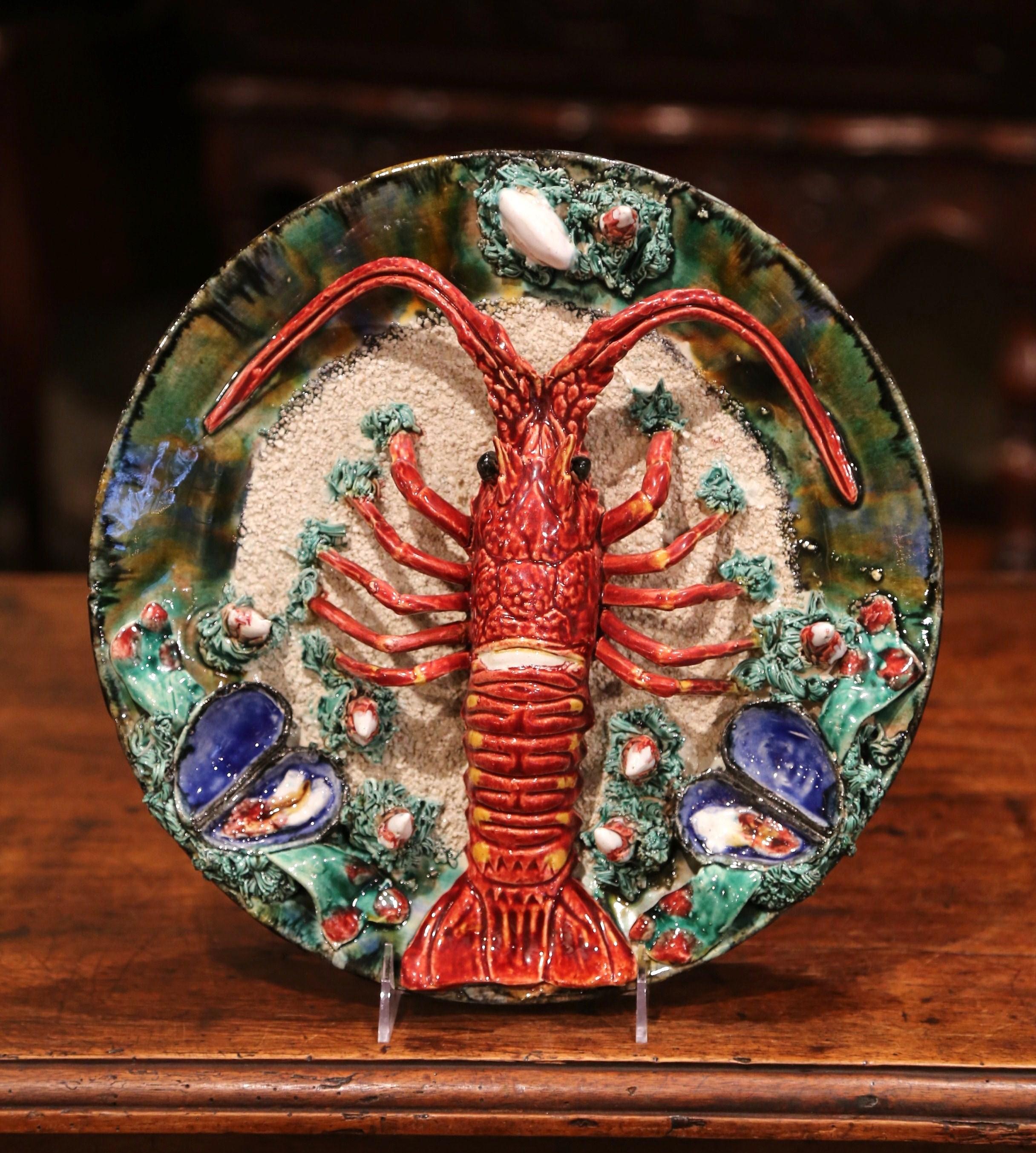 Early 20th Century French Ceramic Barbotine Lobster Platter from Brittany 1