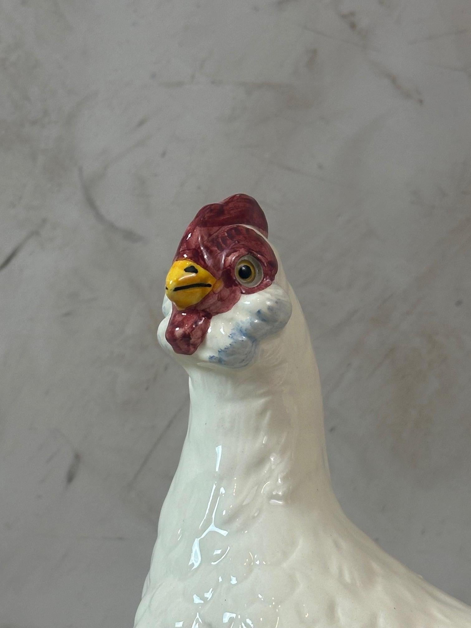 Early 20th century French Ceramic Chicken, 1920s For Sale 6